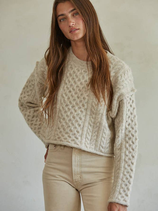 Cable Knit Crew - Natural