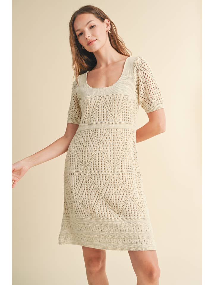 Crochet Mini Dress - Natural