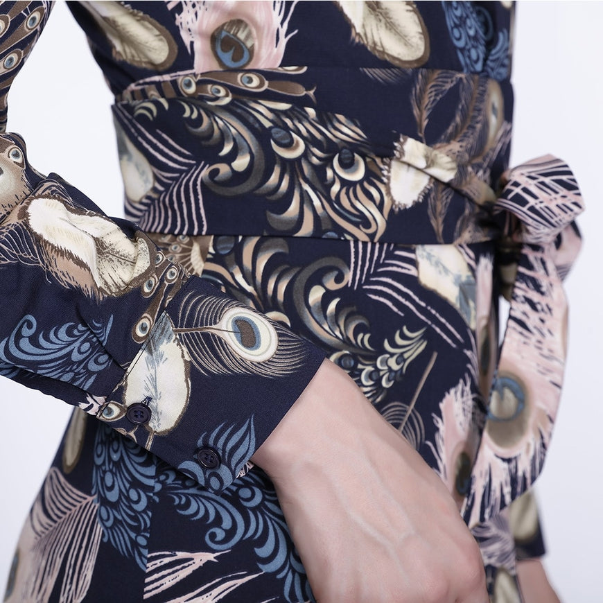 Feather Print Maxi Dress - Multi
