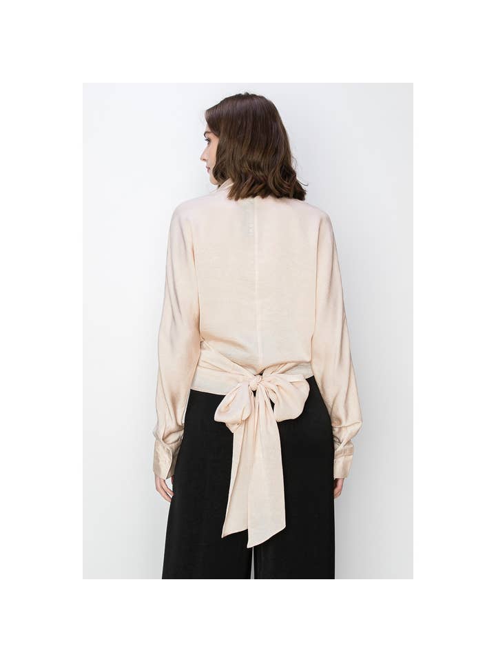 Satin Wrap Top - Peach