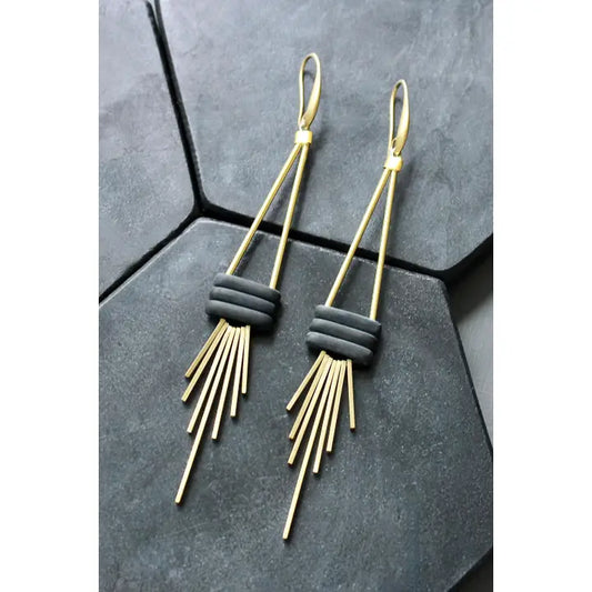 Matte Black Glass Geometric Earrings