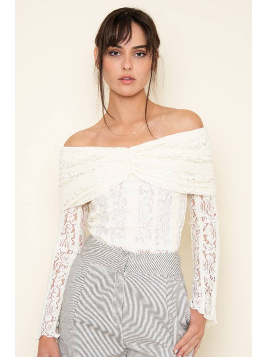Lace Off Shoulder Top - Ivory