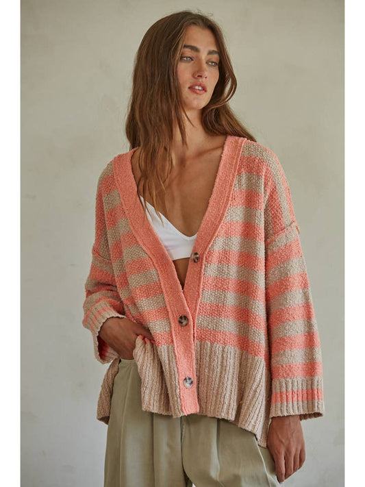 Candy Cloudy Cardigan - Taupe Coral