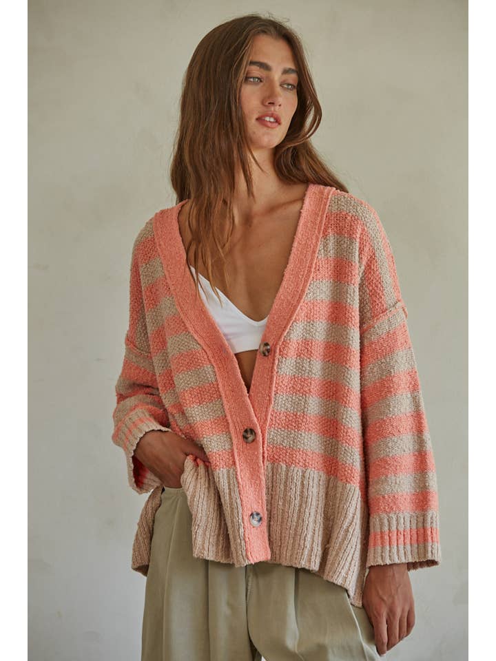 Candy Cloudy Cardigan - Taupe Coral