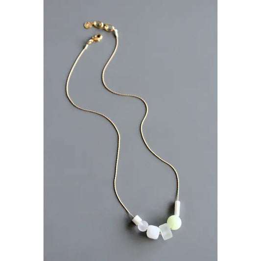 Celadon and White Glass Necklace