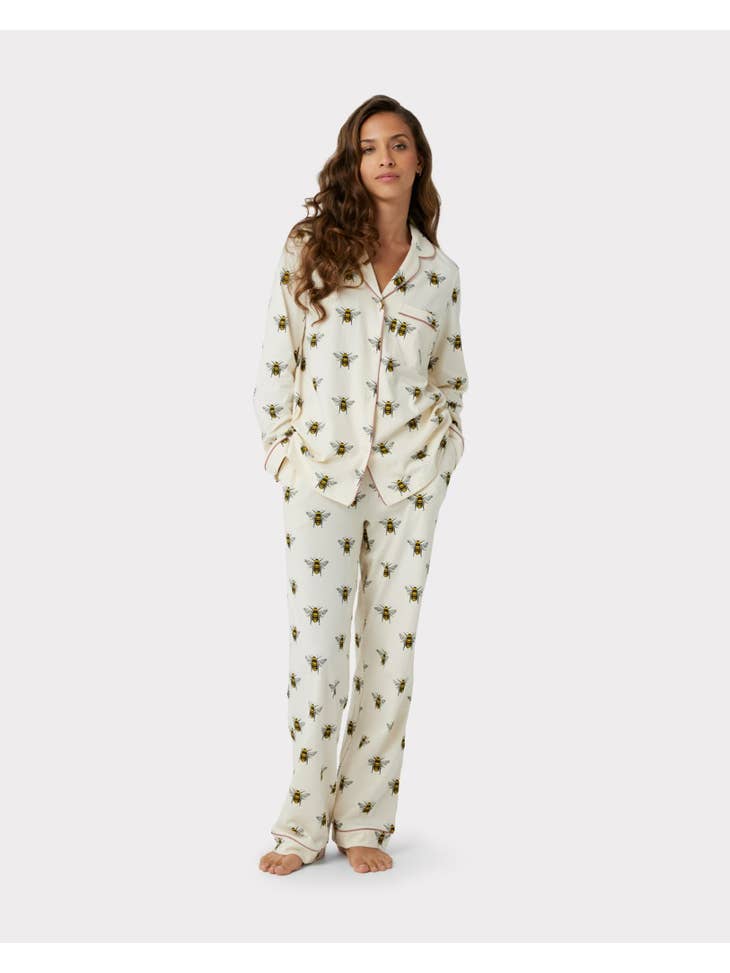 Organic Cotton Pajama Set - Cream Bee