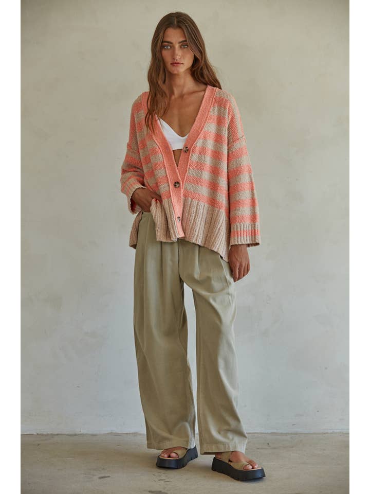 Candy Cloudy Cardigan - Taupe Coral