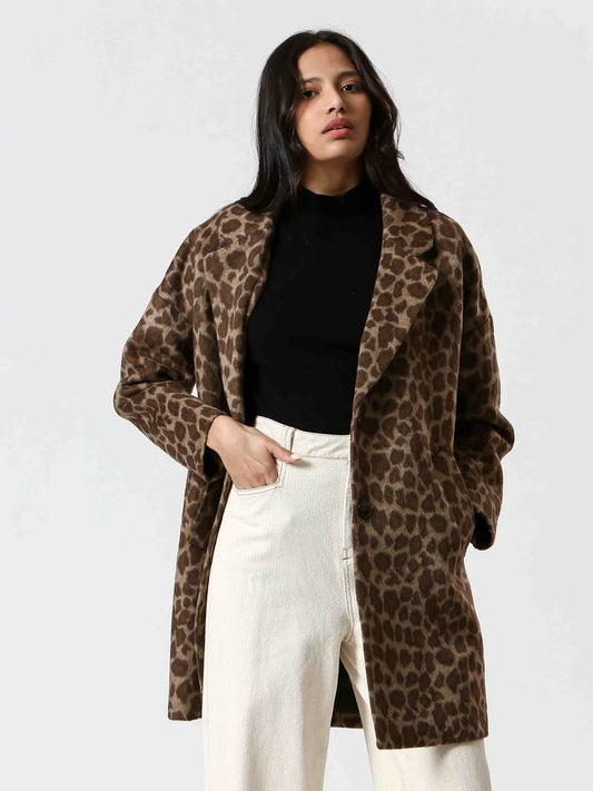 Cheetah Print Coat - Brown