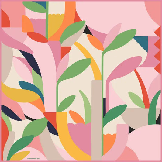 Double Sided Silk Scarf - Spring Garden Harmony