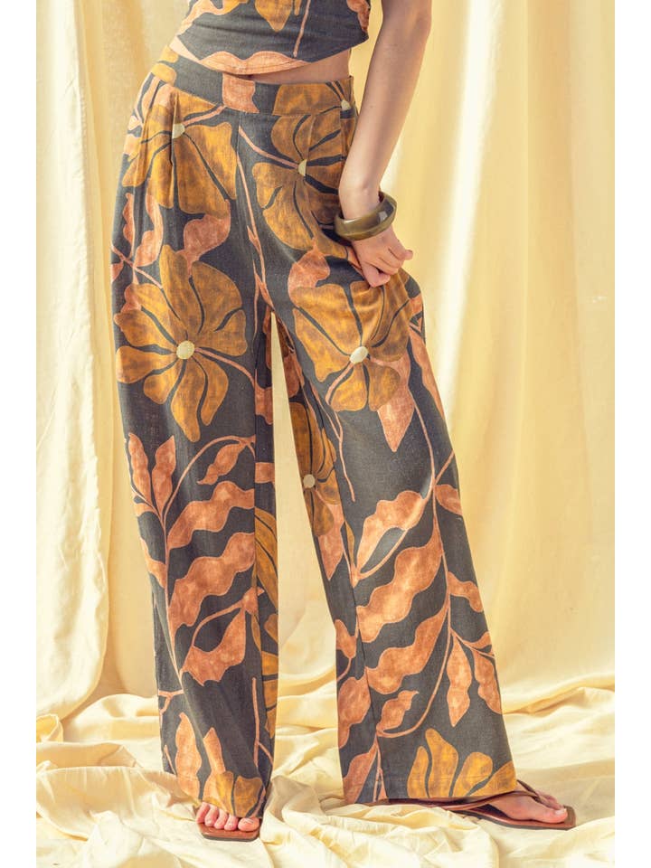 Linen Wide Leg Pants - Multi
