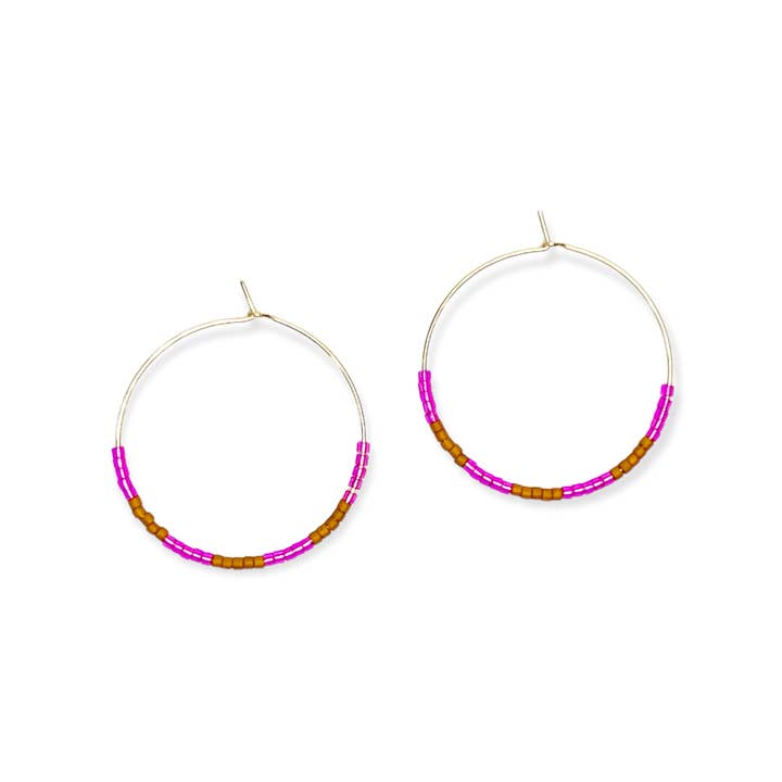 Kaleid Hoop Earring - Fuschia & Mustard