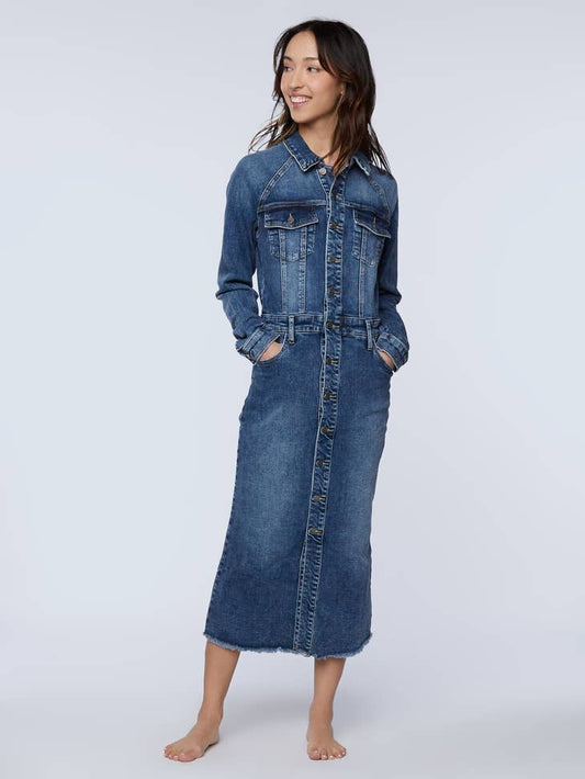 Raglan Denim Shirtdress - Smart Blue