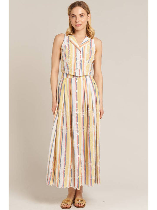 Vest and Maxi Skirt Set - Multi Stripe