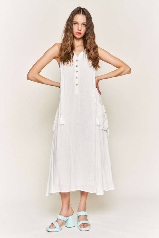 Buttoned Maxi Dress - White