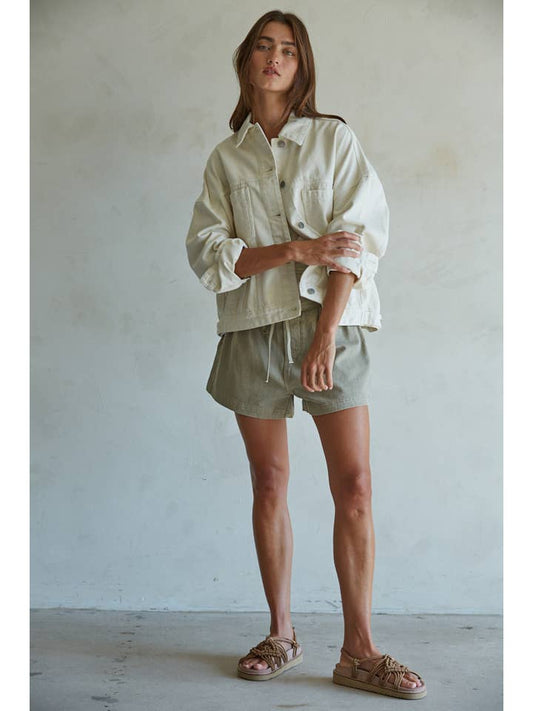 Woven Denim Jacket - Cream