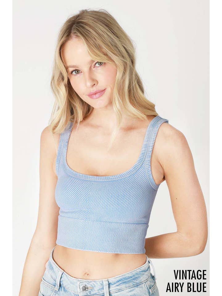 Chevron Crop Top - Airy Blue