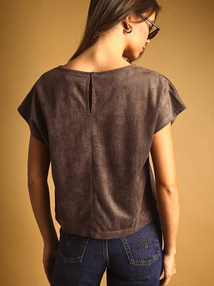 Suede Crop Top - Red Bean