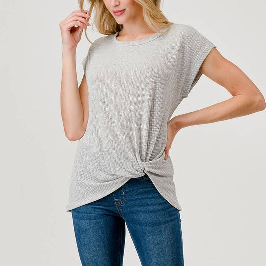 Side Knot Top - Heather Grey