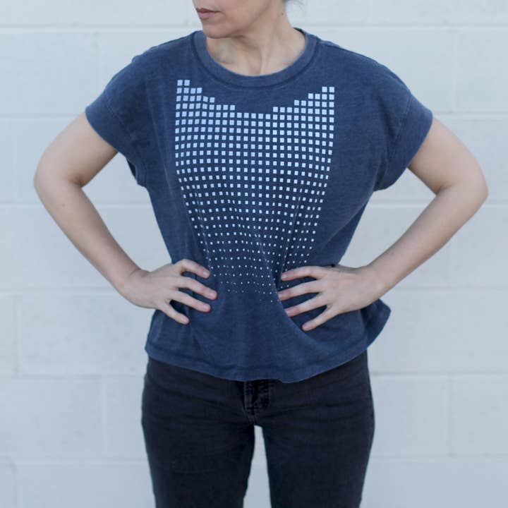 Geo Fade Boxy Tee - Navy
