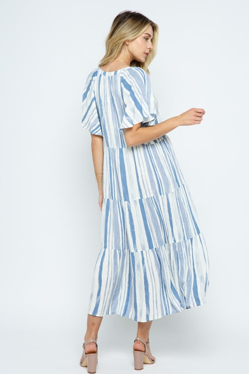 Tiered Midi Dress - Blue