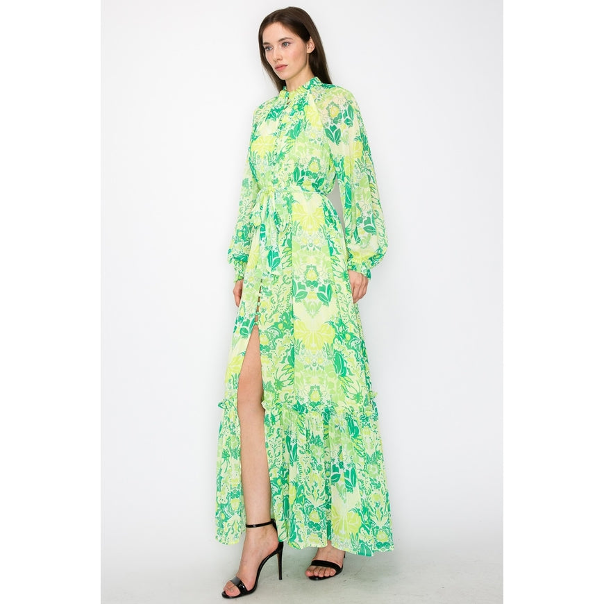 Floral Maxi Dress - Green Combo