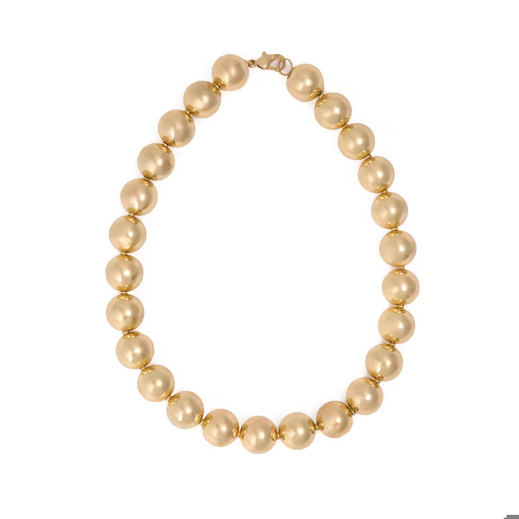 Iris Large Brass Beaded Necklace - Gold