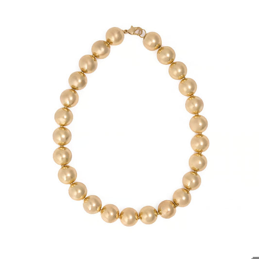 Iris Large Brass Beaded Necklace - Gold