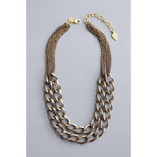 Double Strand Oxidized Brass Chain Necklace