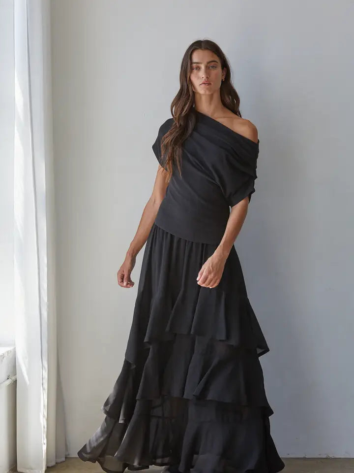 Off Shoulder Drape Top - Black