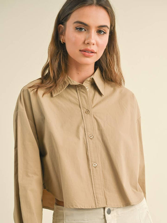 Cropped Button Down - Mocha