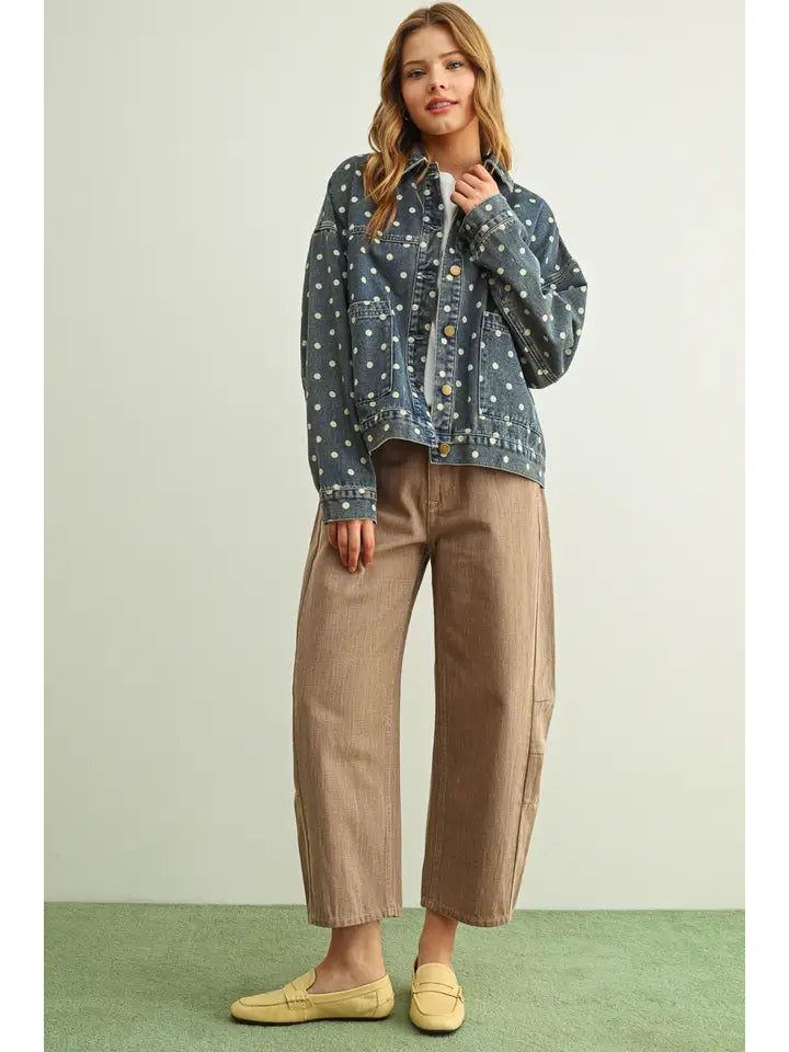 Polka Dot Denim Jacket - Denim