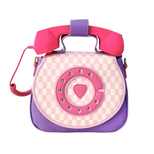 Ring Ring Phone Convertible Handbag -Pastel Checkerboard
