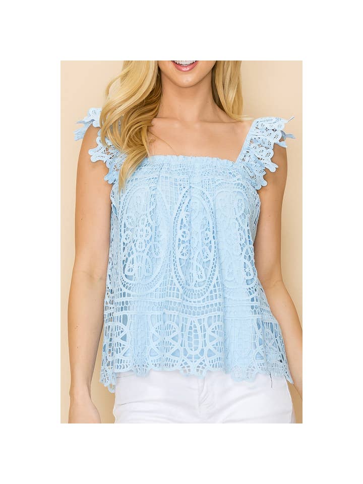 Lace Detail Top - Blue