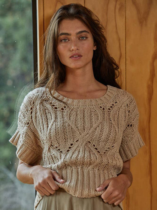 Cali Crochet Top - Taupe