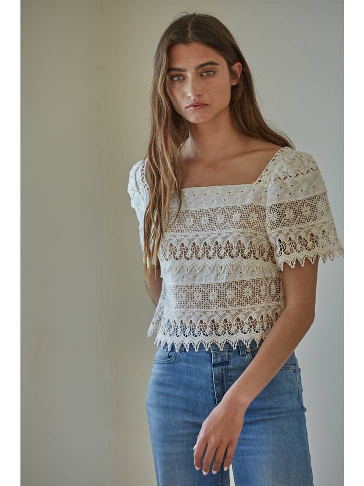 Catalina Crochet Top - Cream