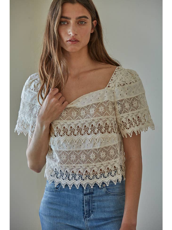 Catalina Crochet Top - Cream