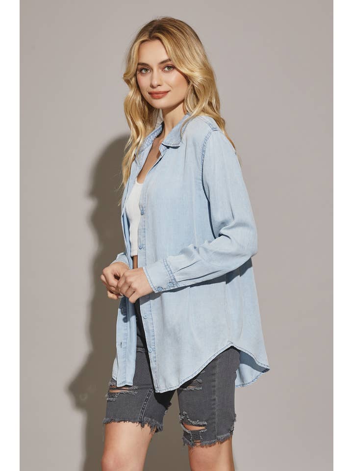 Oversized Denim Shirt - Icy