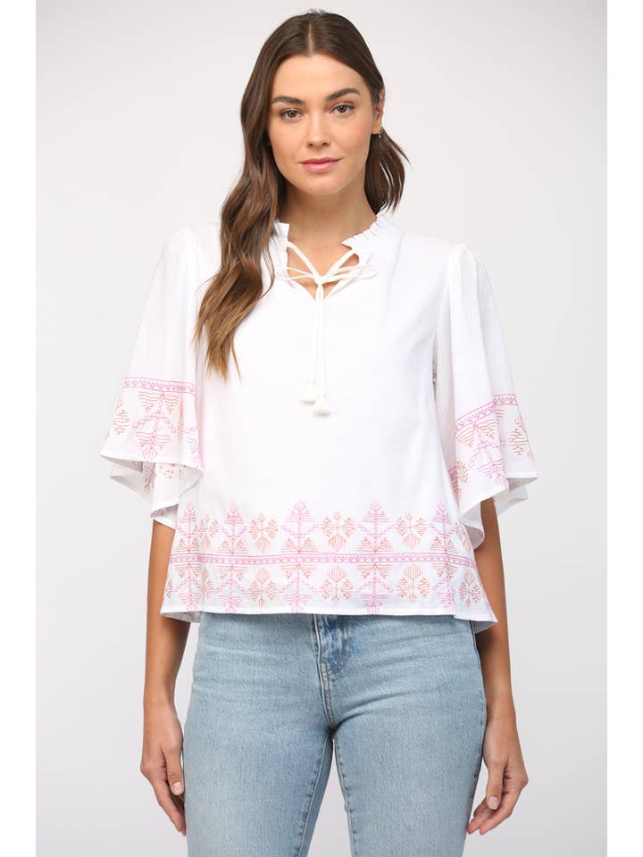 Flutter Sleeve Top - Cream