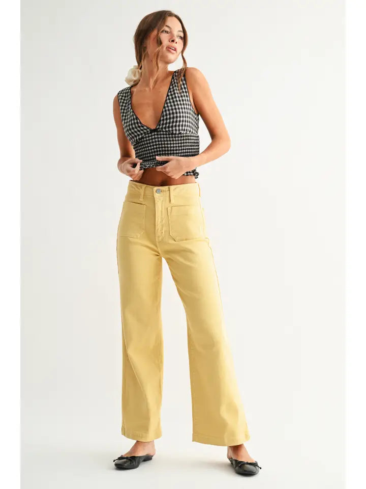 Patch Pocket Wide Leg - Light Yellow