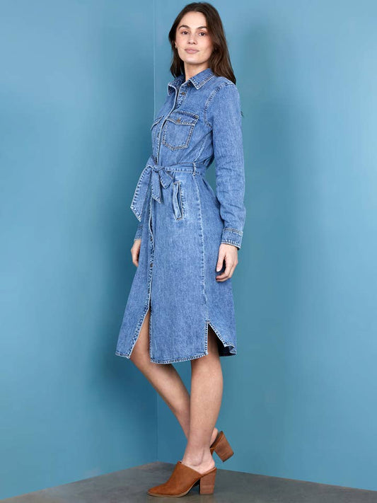 Chloe Denim Shirtdress - Blue Cloud