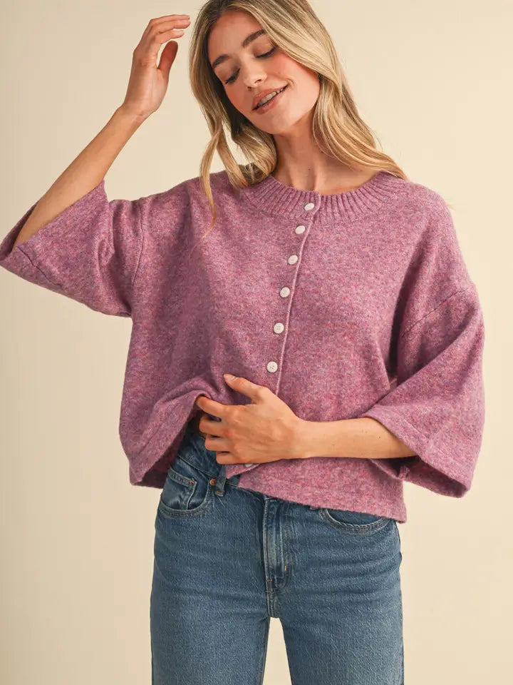 Elbow Length Cardigan - Purple Blue