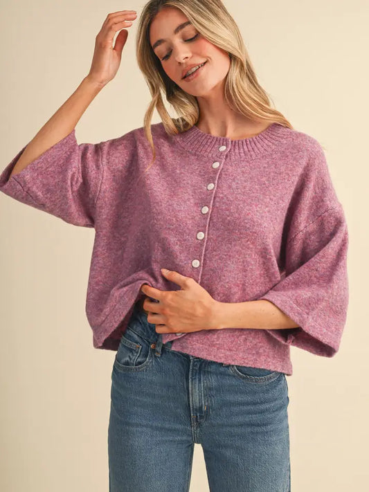 Elbow Length Cardigan - Purple Blue