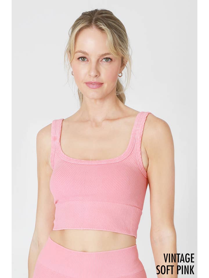 Chevron Crop Top - Vintage Soft Pink