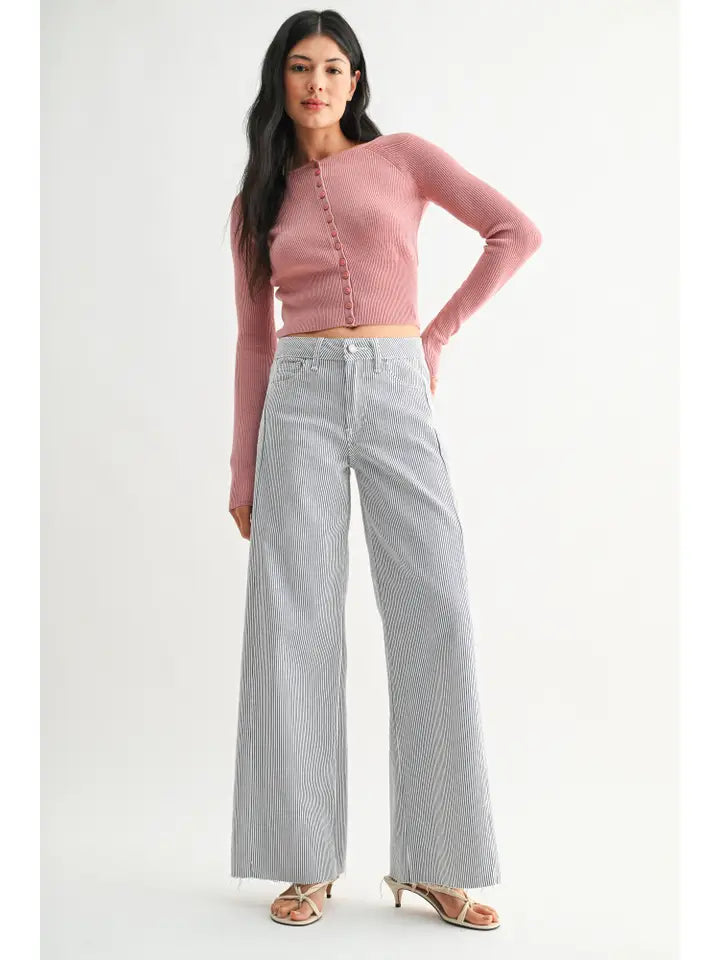 Side Stripe Wide Leg - Stripe