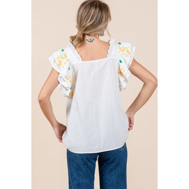 Square Neck Top - White