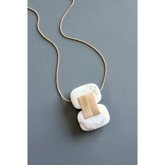 White Turquoise Geometric Pendant