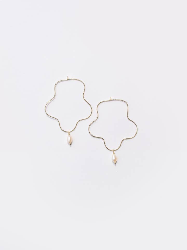 Sea Squiggle Hoops - Gold