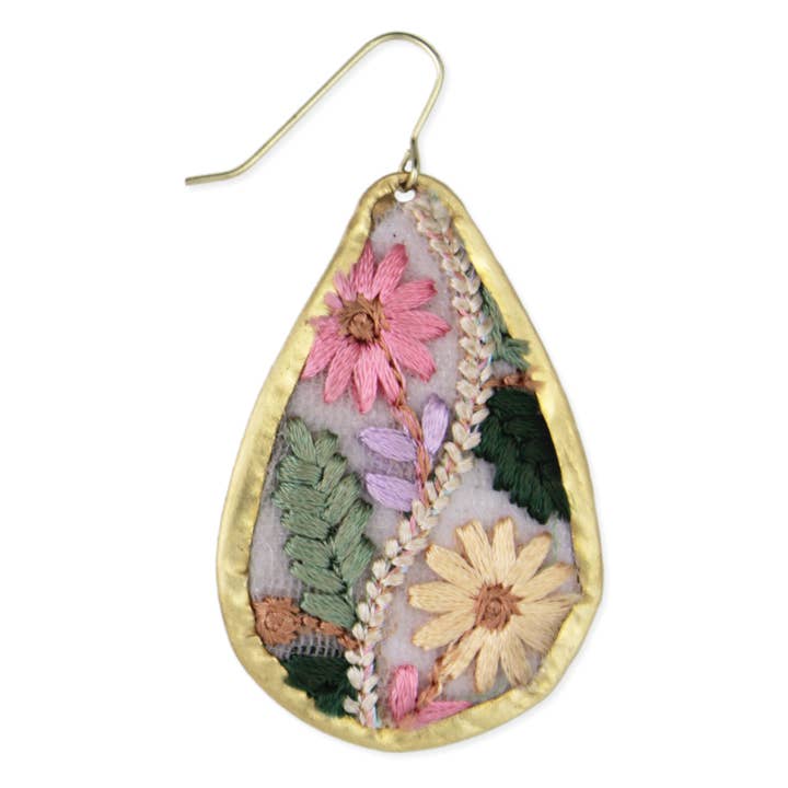 Embroidered Earrings - Floral Vines