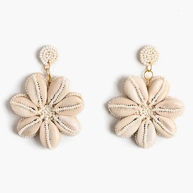 Floral Shells Beaded Earrings