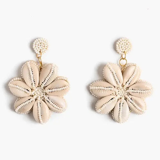 Floral Shells Beaded Earrings
